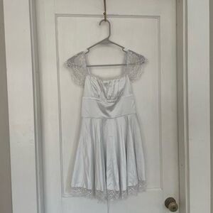 White Lace-Trim Reception dress